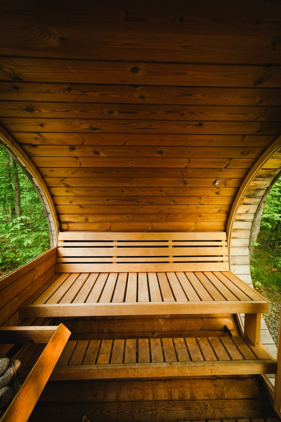 Black Oak Lodge rustic interior with douglas fir beams